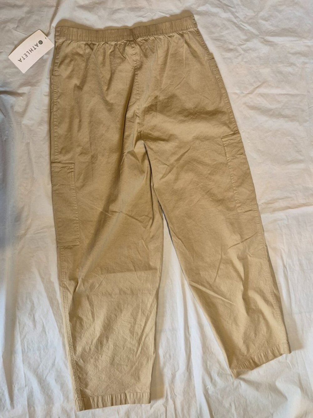 NEW Athleta Flax Tan Paradise Straight Leg Cargo Pants Drawstring Waist - Picture 7 of 12